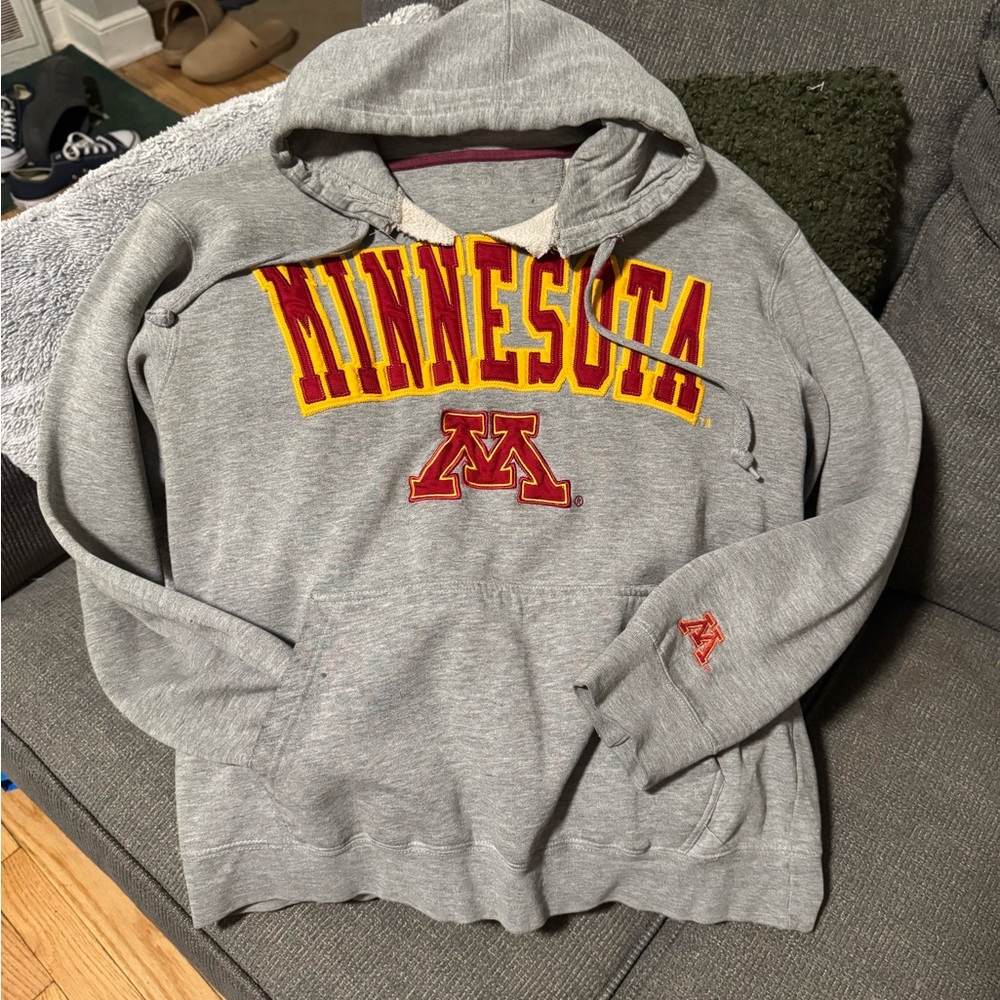 Gray Vintage Minnesota U of M N Hoodie